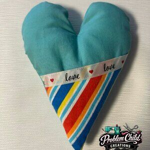 🪡 Heart Pillow with Pocket - Light Blue